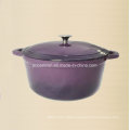 Aubergine Enamel Cast Iron Dutch Oven with Stainless Steel Knob